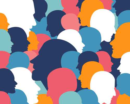 People profile heads. Vector background pattern.